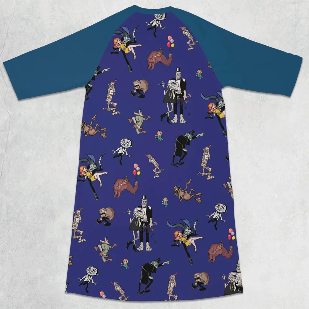 It's a Mad Mad Mad Monster Party 3/4 Sleeve Raglan Dress - 2