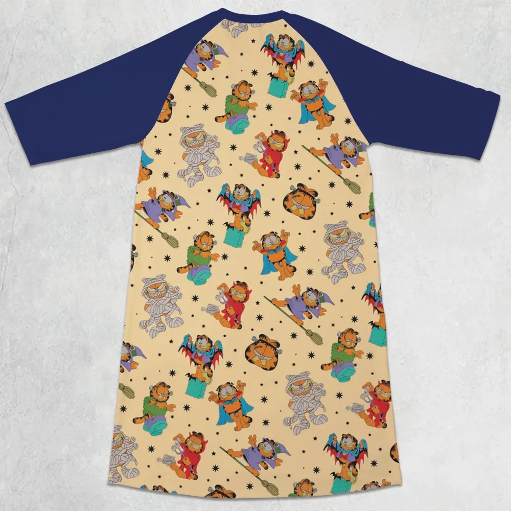 Nostalgic Cat Garfield's Halloween Adventure 3/4 Sleeve Raglan Dress - 2