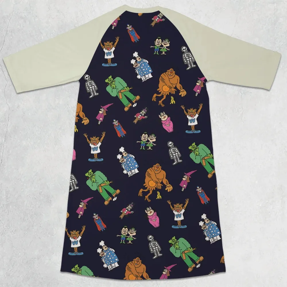 Nostalgic Food Mascots Burger Chef 3/4 Sleeve Raglan Dress - 2