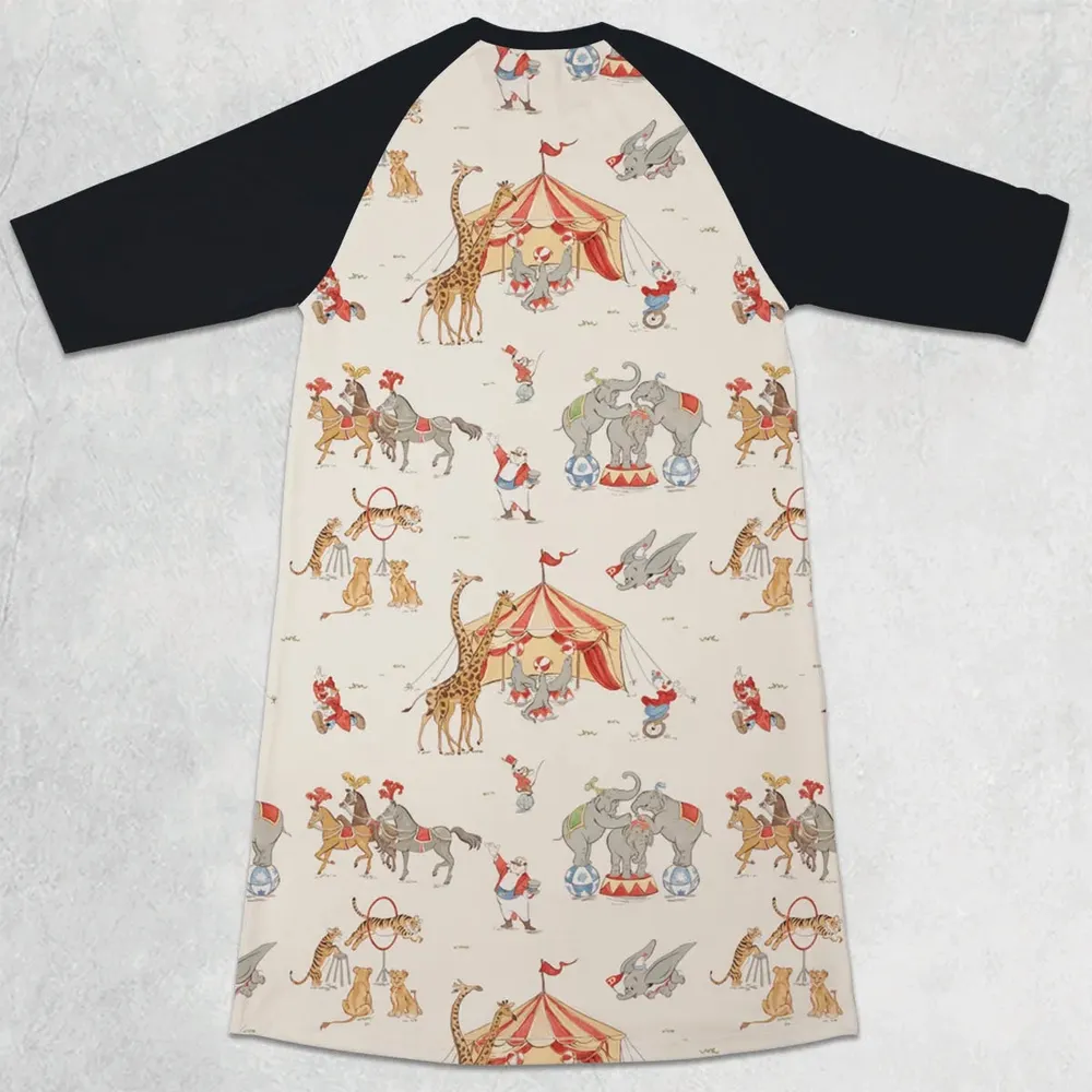 Nostalgic Circus Dumbo 3/4 Sleeve Raglan Dress - 2