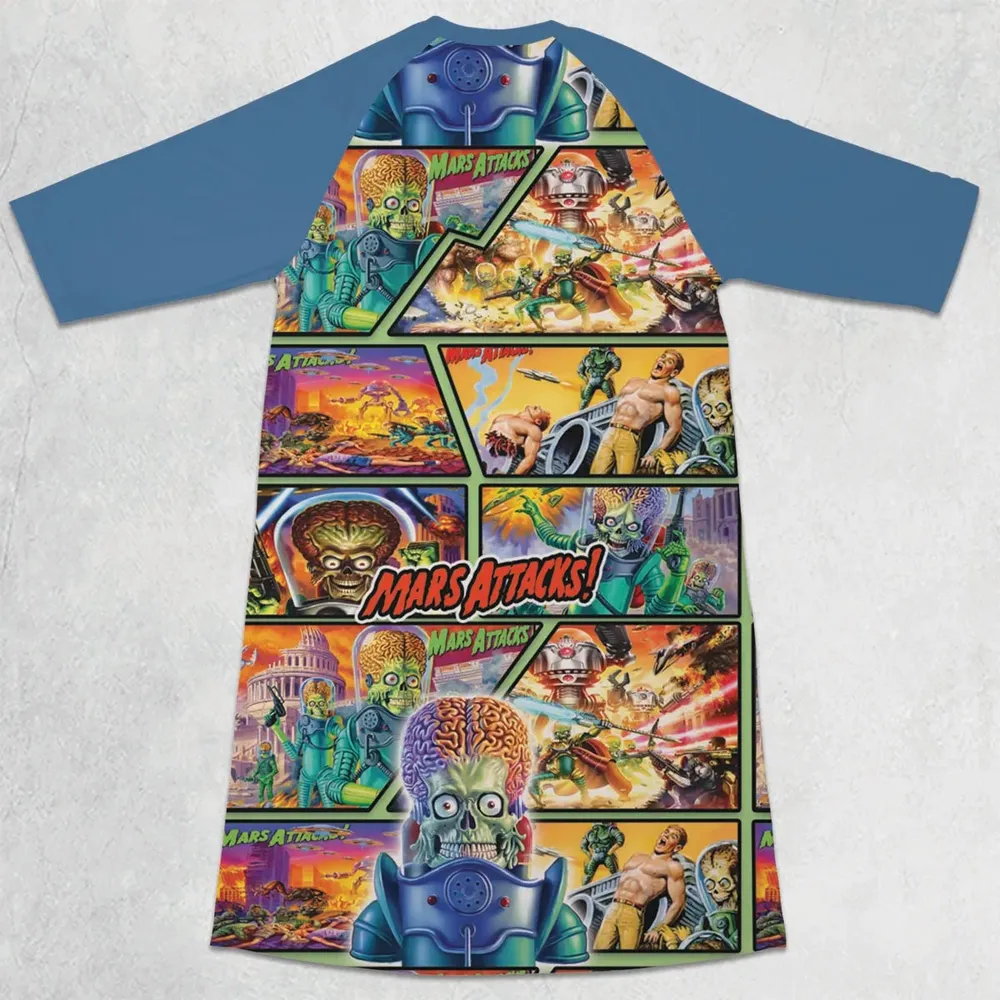 Ack! Ack! Ack! Mars Attacks 3/4 Sleeve Raglan Dress - 2