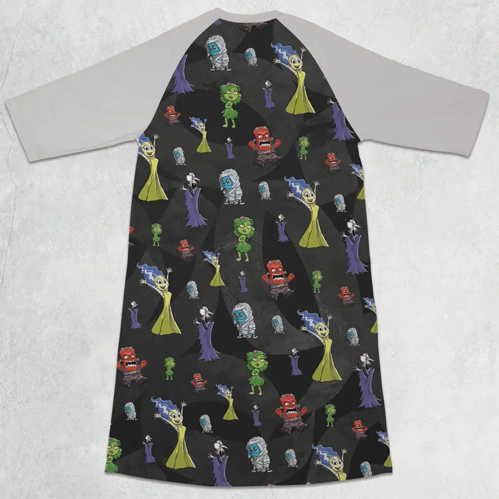 Horror Inside 3/4 Sleeve Raglan Dress - 2