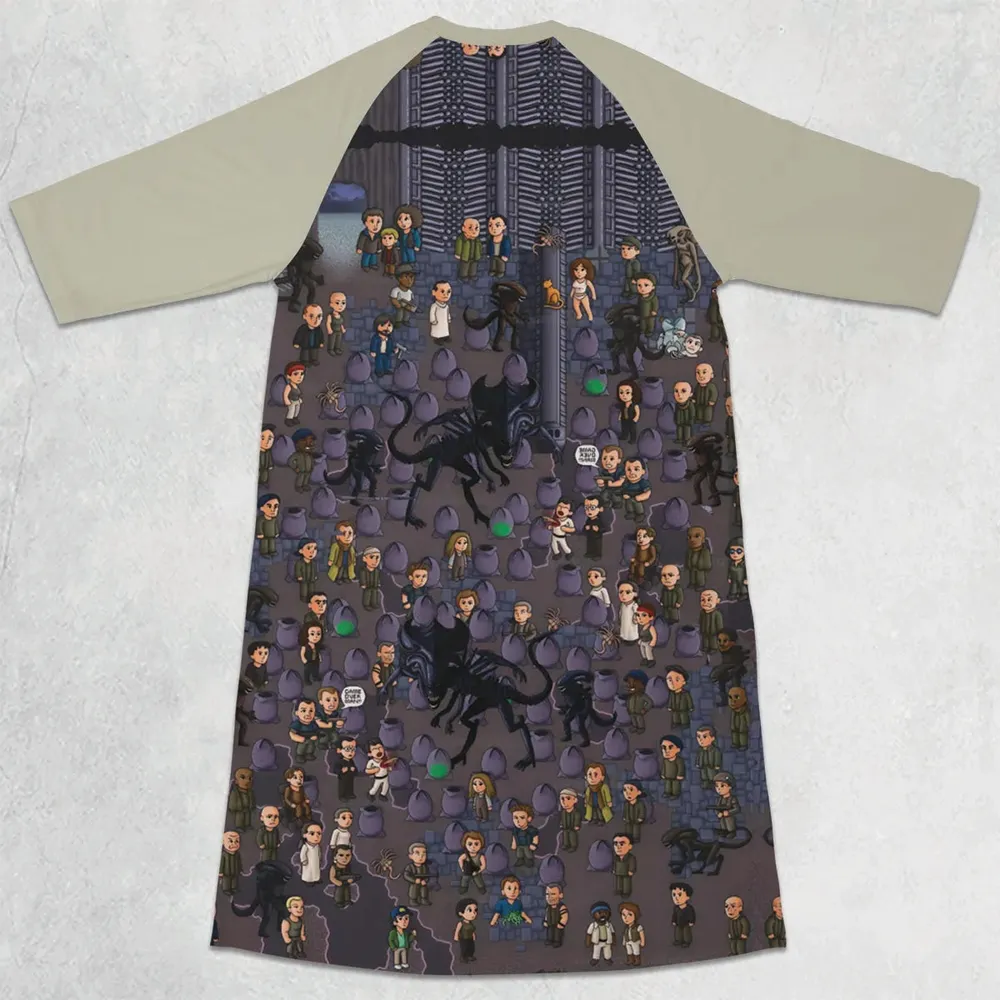 Out of Space Alien 3/4 Sleeve Raglan Dress - 2