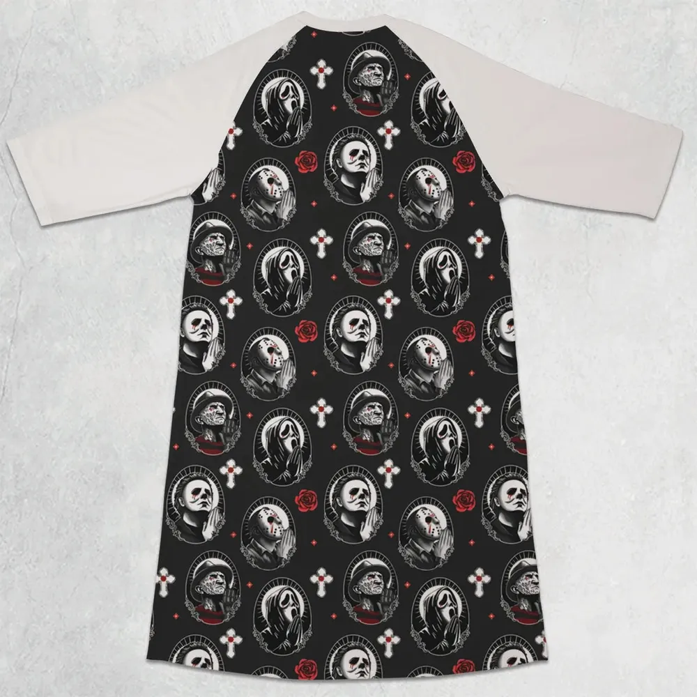Horror Saints 3/4 Sleeve Raglan Dress - 2