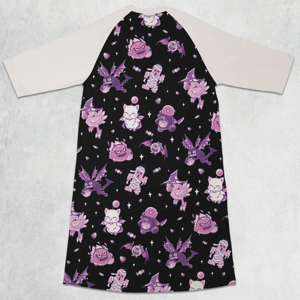 Halloween Final Fantasy Cuties 3/4 Sleeve Raglan Dress - 2