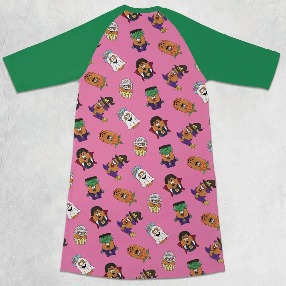 Halloween McNugget Buddies 3/4 Sleeve Raglan Dress - 2