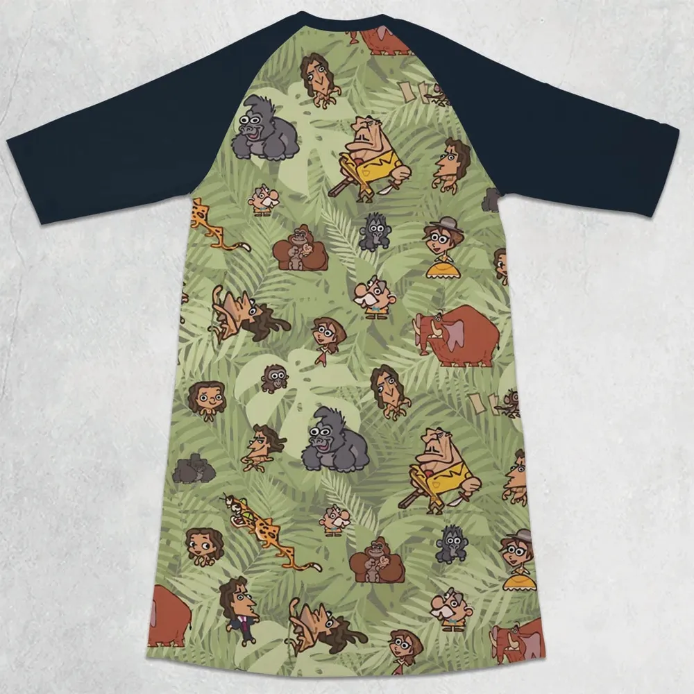 Tarzan Characters 3/4 Sleeve Raglan Dress - 2