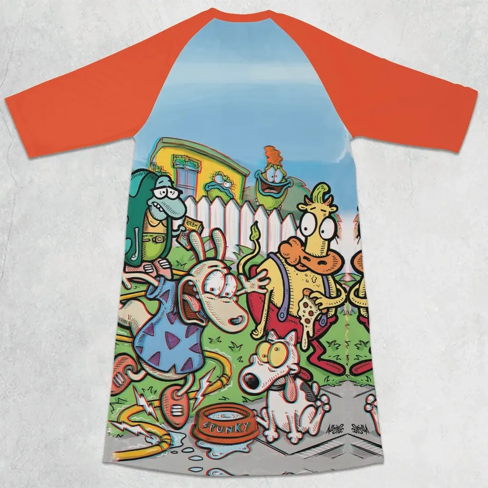 Spunky Style Rocko's Modern Life 3/4 Sleeve Raglan Dress - 2