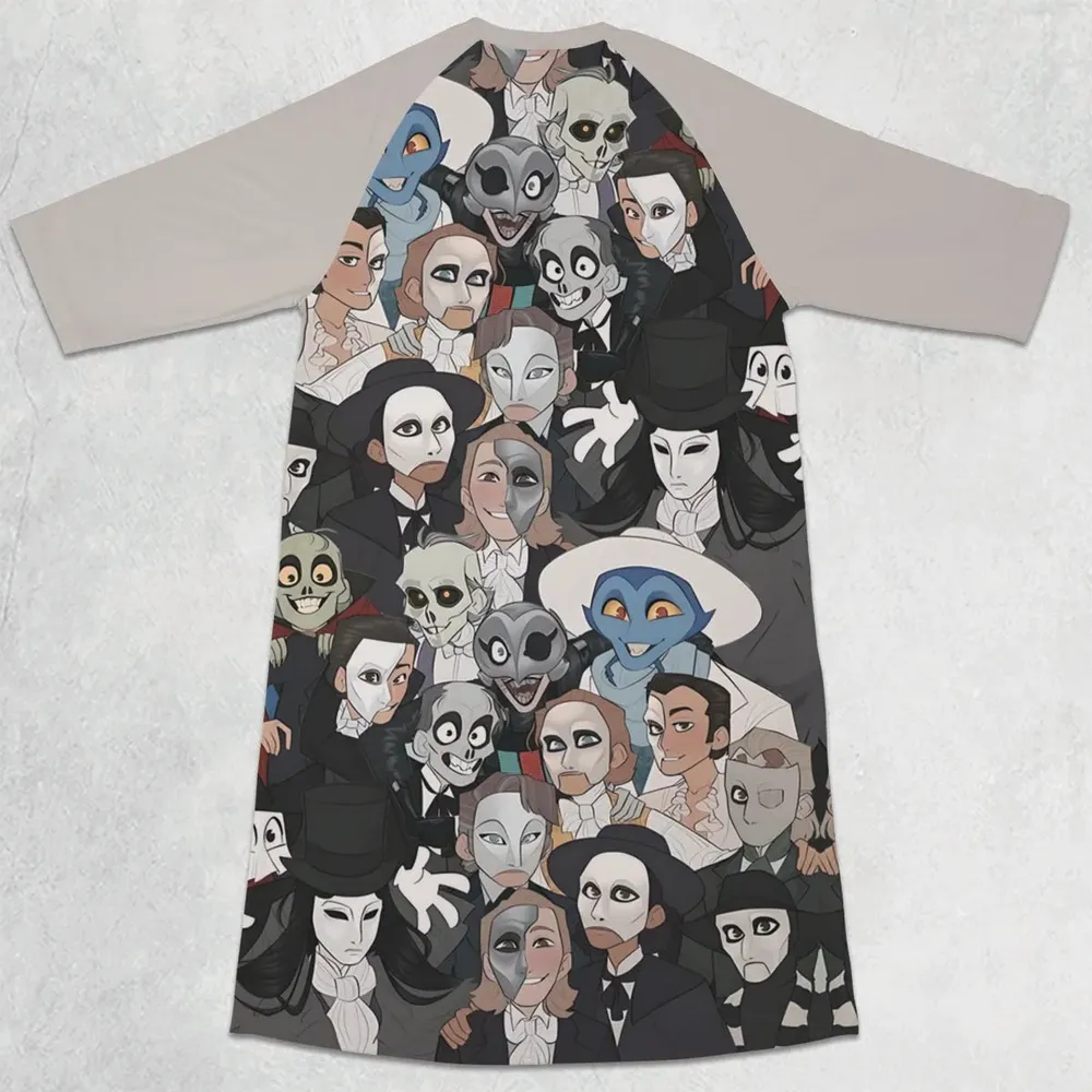 Faces The Phantom of Opera 3/4 Sleeve Raglan Dress - 2