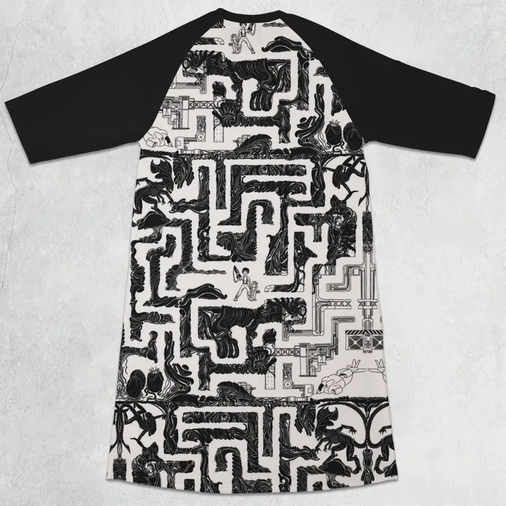 Xenomorph Alien Maze 3/4 Sleeve Raglan Dress - 2