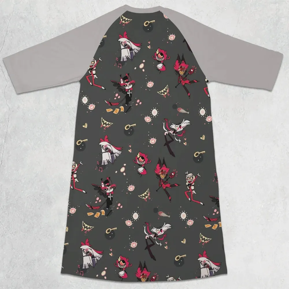 Helluva Hazbin 3/4 Sleeve Raglan Dress - 2