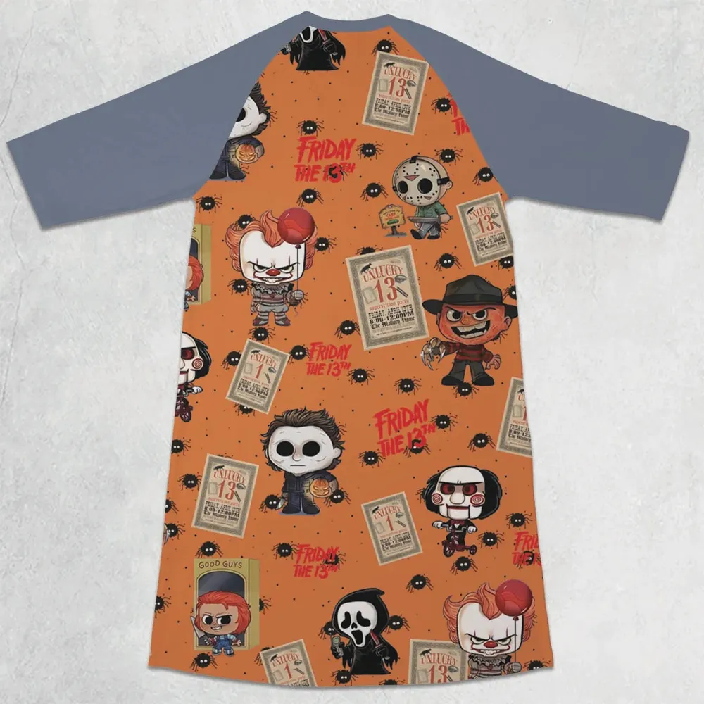 Chibi Horror Characters 3/4 Sleeve Raglan Dress - 2