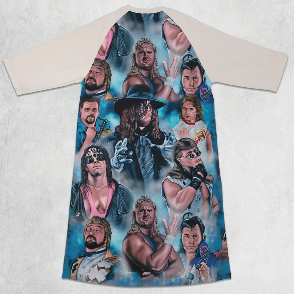 90s Wrestlers 3/4 Sleeve Raglan Dress - 2
