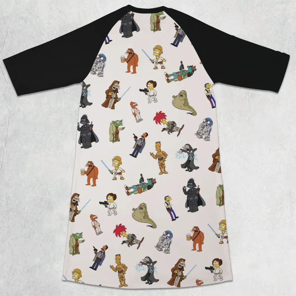 Simpsons Star Wars Mashup 3/4 Sleeve Raglan Dress - 2