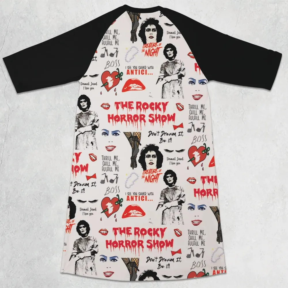 The Rocky Horror Picture Show Pattern 3/4 Sleeve Raglan Dress - 2