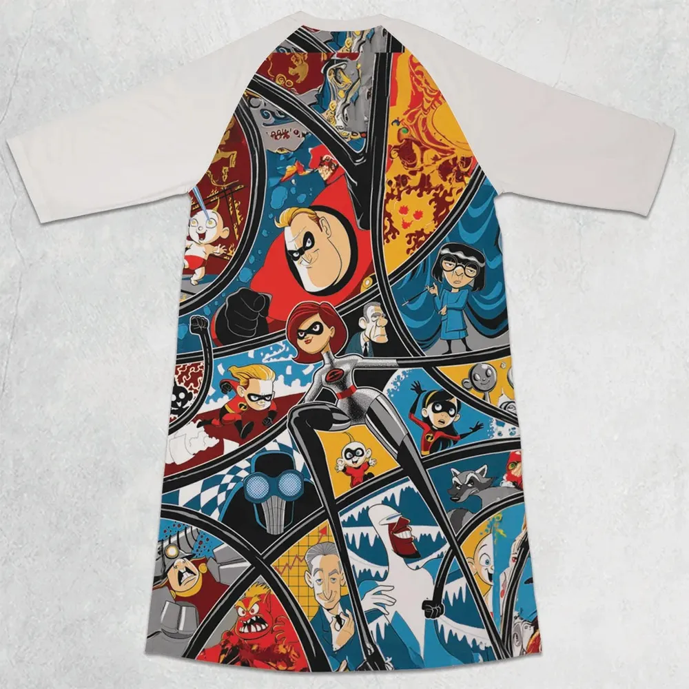 The Incredibles cartoon 3/4 Sleeve Raglan Dress - 2