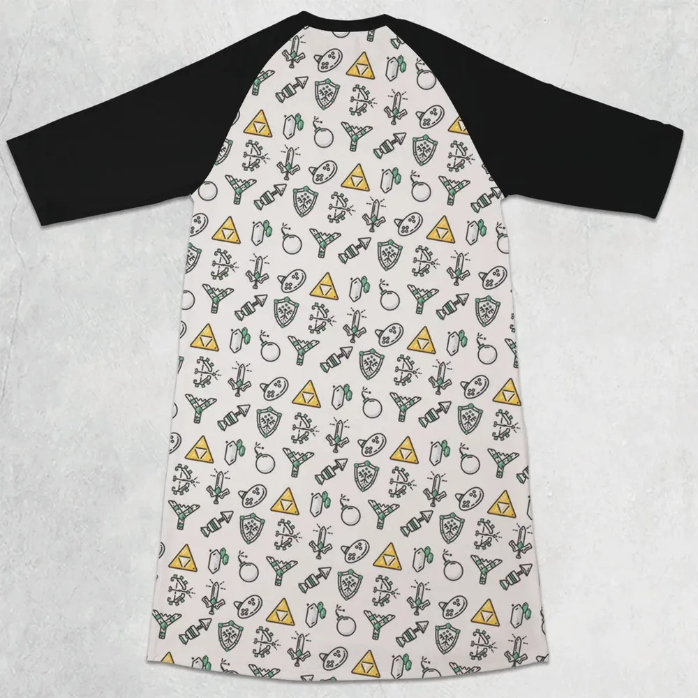 The Zelda Pixel Style 3/4 Sleeve Raglan Dress - 2