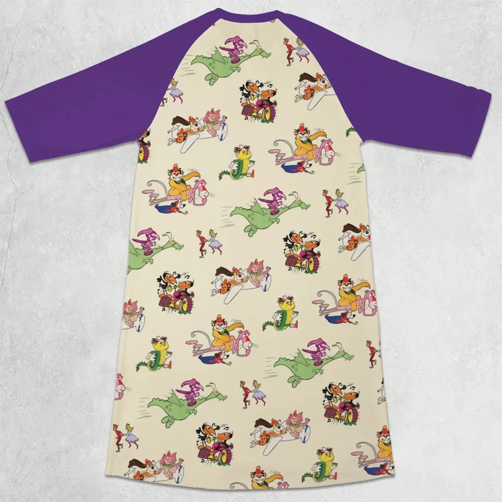 NBC Vintage Cartoon 3/4 Sleeve Raglan Dress - 2