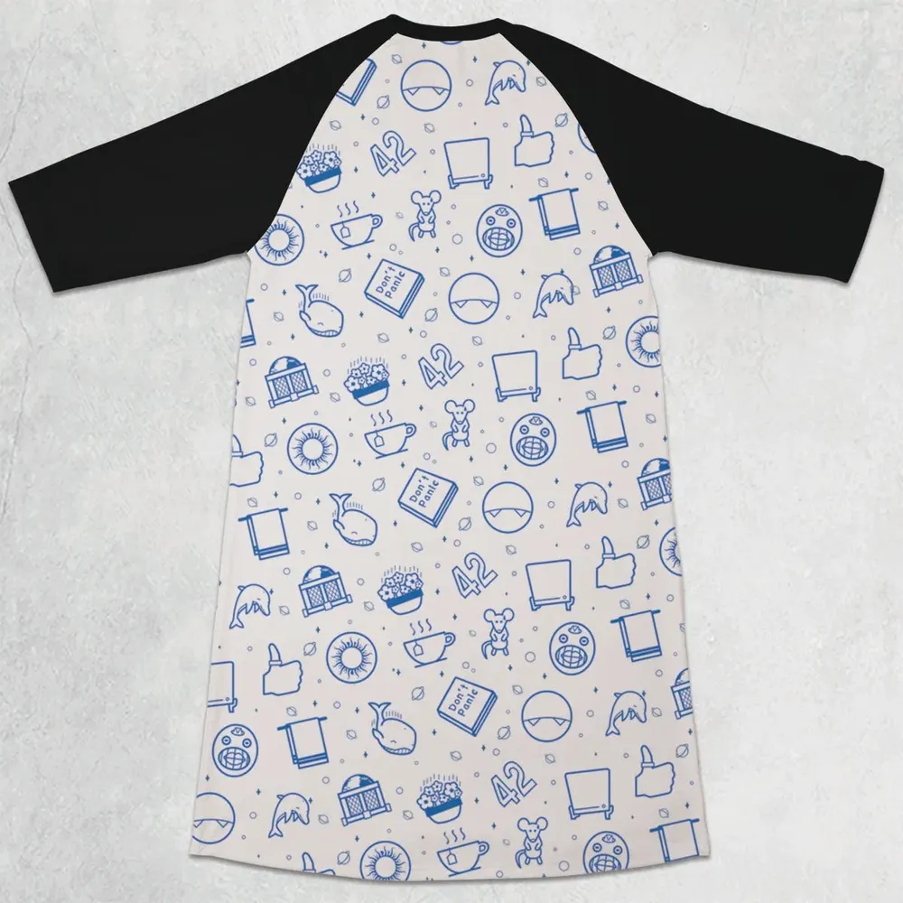 Don't Panic Life 42 The Hitchhiker's Guide to the Galaxy 3/4 Sleeve Raglan Dress - 2