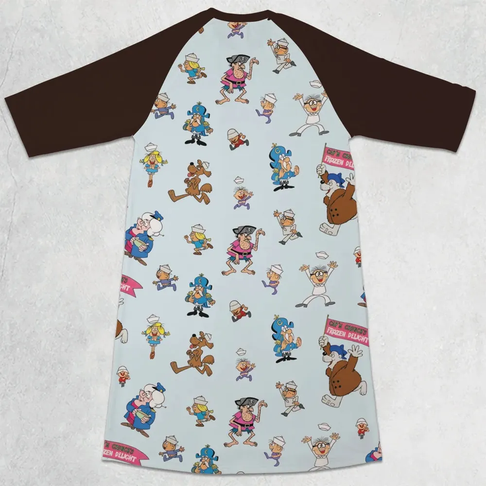 Cereal Cap'n Crunch Characters 3/4 Sleeve Raglan Dress - 2