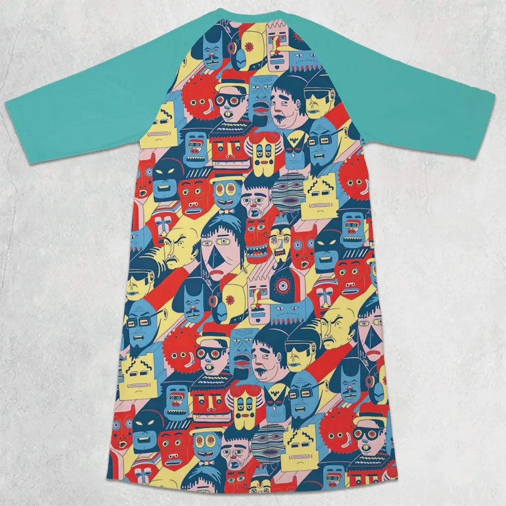 Trash Monsters Adult Swim 3/4 Sleeve Raglan Dress - 2