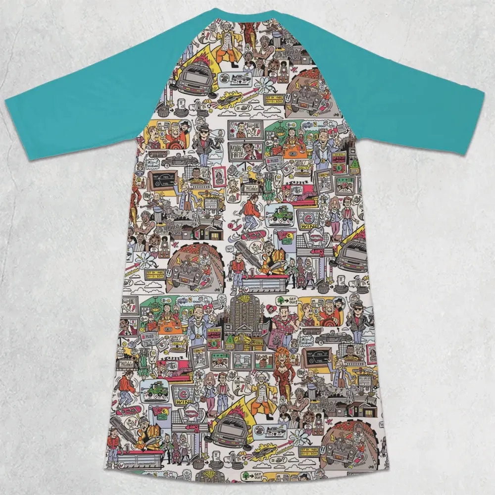 Back To Style Back To The Future 3/4 Sleeve Raglan Dress - 2