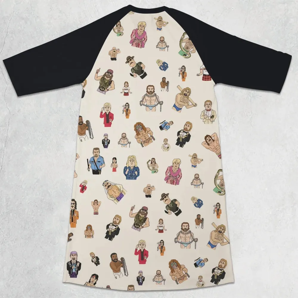 Old School Pro Wrestling 3/4 Sleeve Raglan Dress - 2