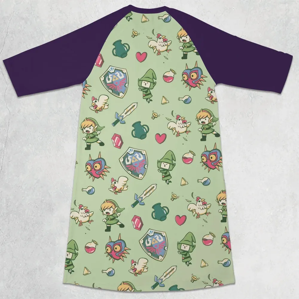 Let's Roll Link The Legend of Zelda 3/4 Sleeve Raglan Dress - 2