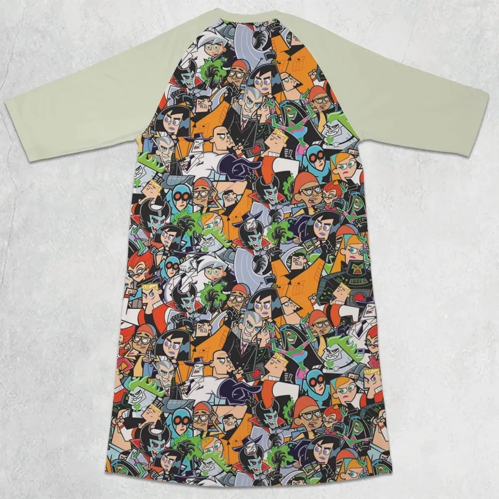 Danny Phantom Characters Collage 3/4 Sleeve Raglan Dress - 2