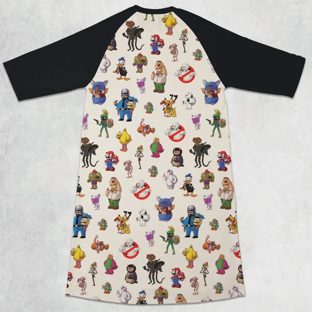 Behind The Face 3/4 Sleeve Raglan Dress - 2