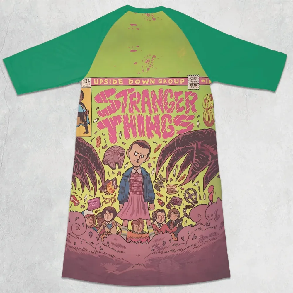 Into The Unknown Stranger Things 3/4 Sleeve Raglan Dress - 2