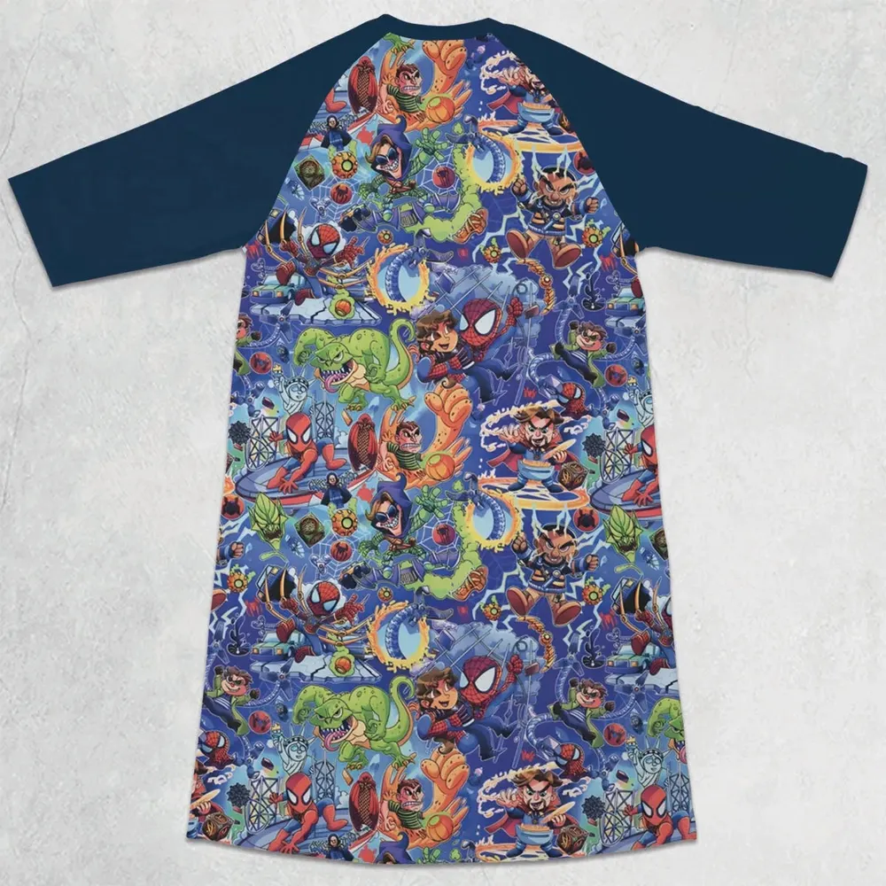 Web Slinger Spider Man 3/4 Sleeve Raglan Dress - 2