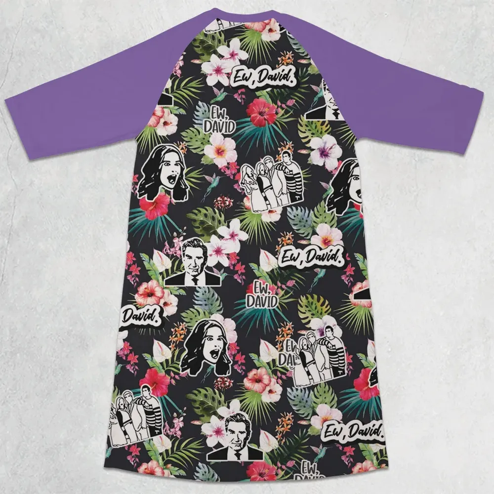 Schitts Creek Tropical 3/4 Sleeve Raglan Dress - 2