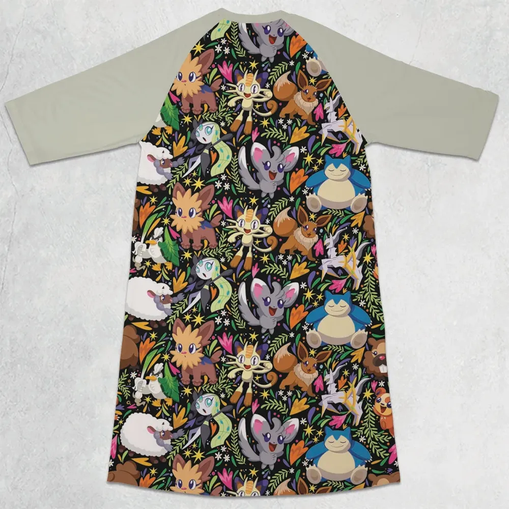 Exotic Tropical Pokemon 3/4 Sleeve Raglan Dress - 2
