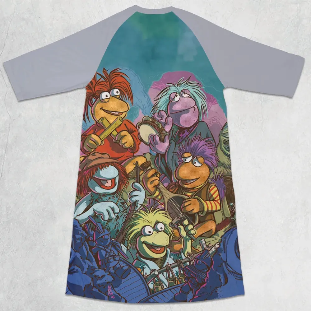 Fraggle Rock Larsen The Muppets 3/4 Sleeve Raglan Dress - 2