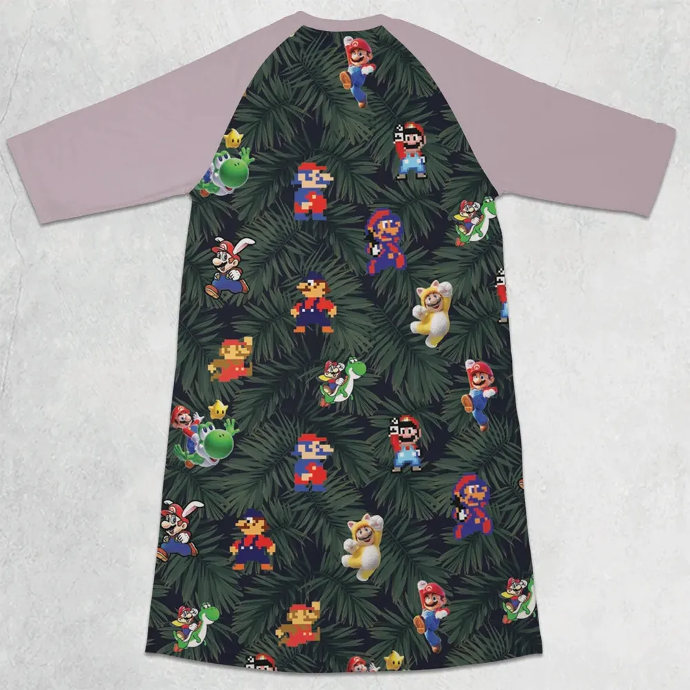 Tropical Mario Super Mario 3/4 Sleeve Raglan Dress - 2
