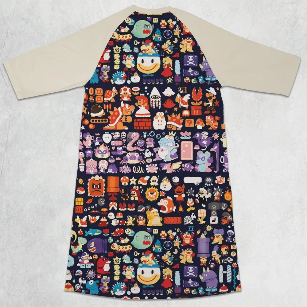 Mario Colors Super Mario 3/4 Sleeve Raglan Dress - 2