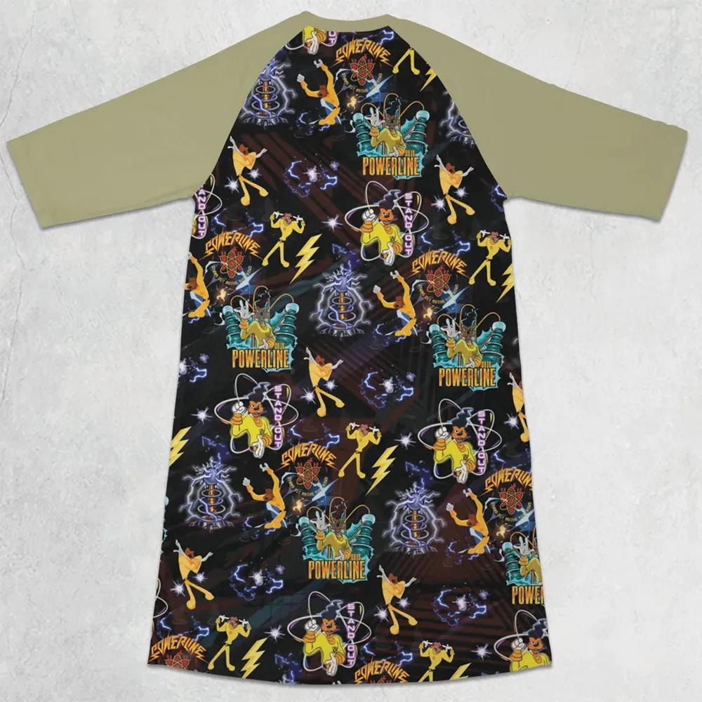 Powerline Concert A Goofy Movie 3/4 Sleeve Raglan Dress - 2