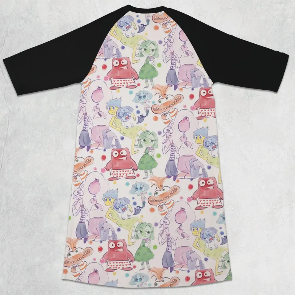 Mood Swing Style Inside Out 3/4 Sleeve Raglan Dress - 2
