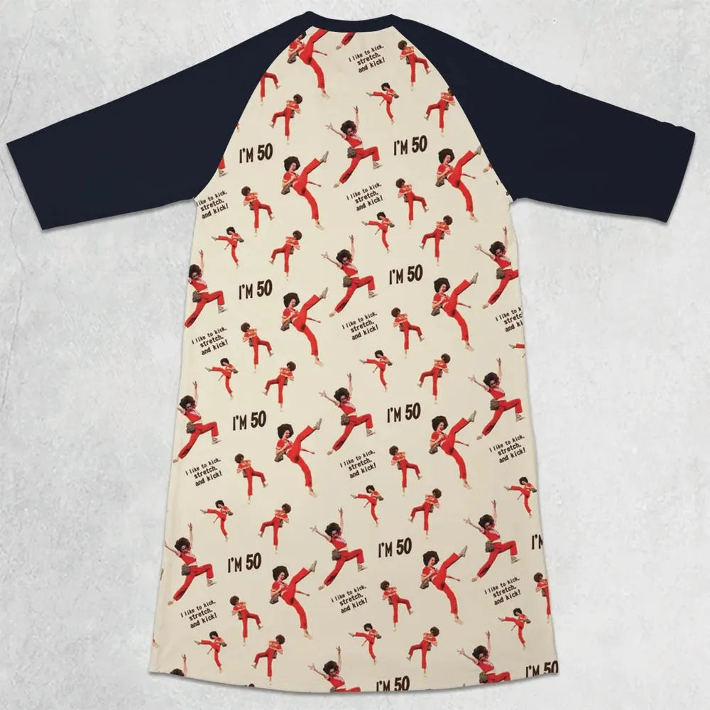I'm 50 Sally O'Malley SNL 3/4 Sleeve Raglan Dress - 2
