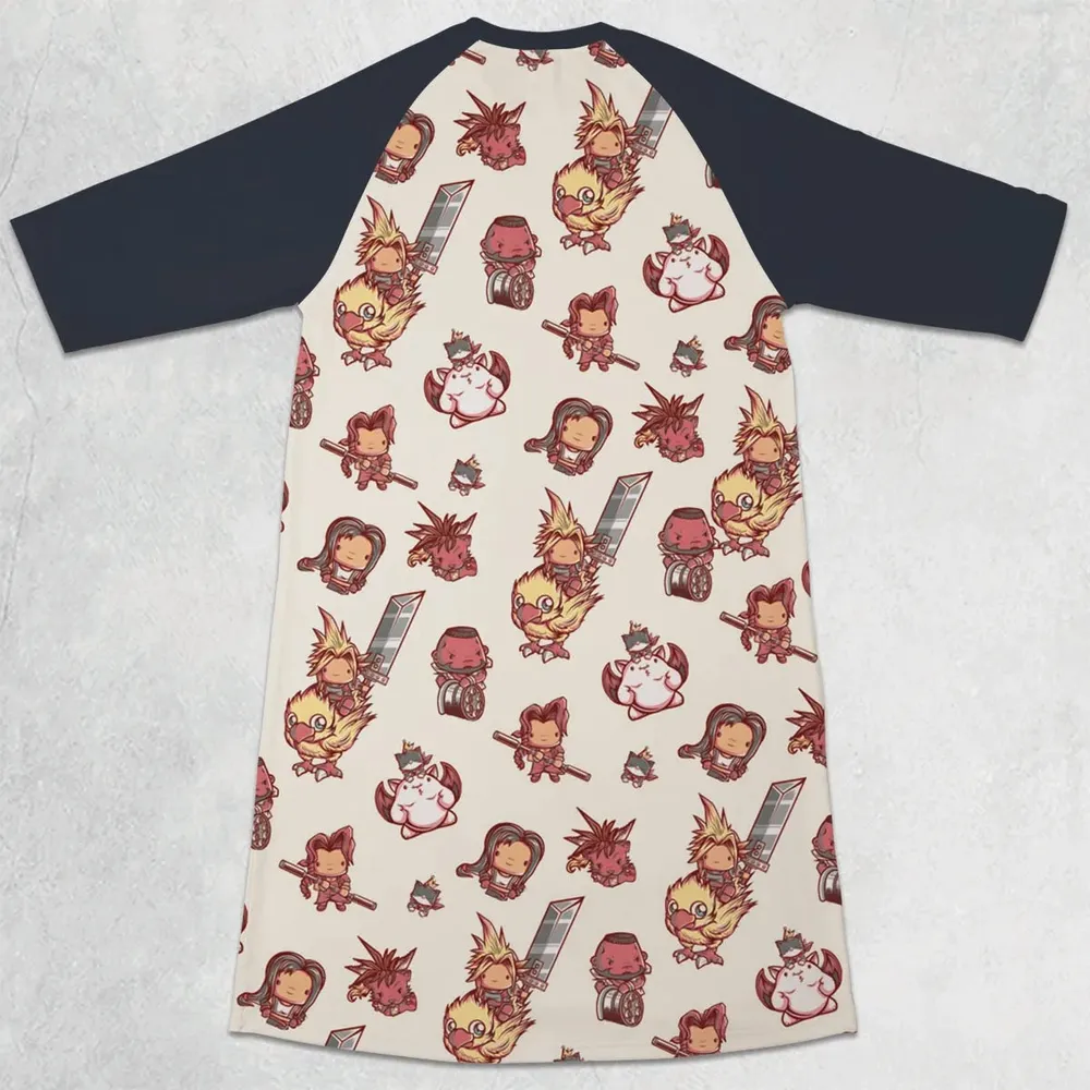 Cute Fantasy Final Fantasy 3/4 Sleeve Raglan Dress - 2