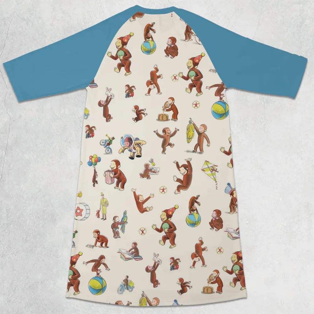 Riotsociety Curious George 3/4 Sleeve Raglan Dress - 2