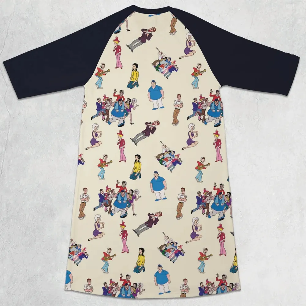 The New Adventures of Gilligan Pattern 3/4 Sleeve Raglan Dress - 2