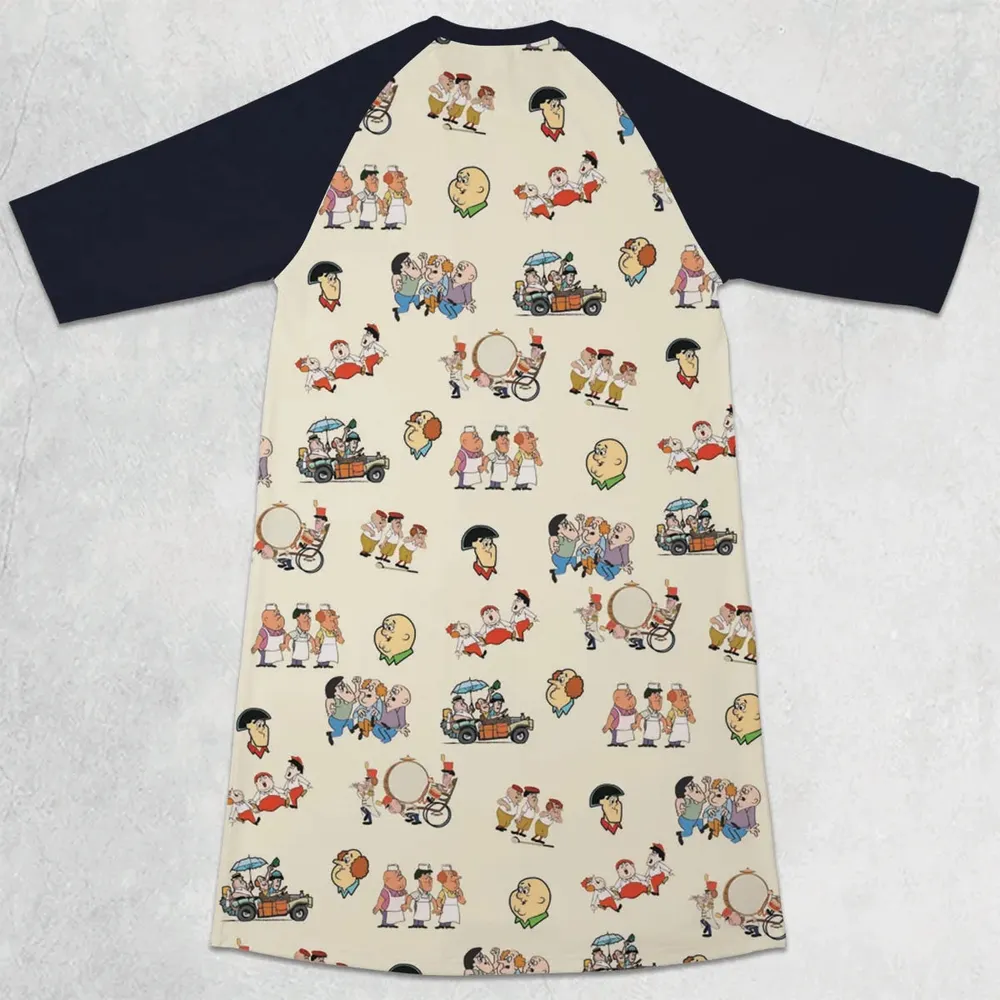 Three Stooges Cartoon 1965 3/4 Sleeve Raglan Dress - 2