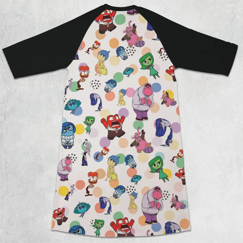 Emotion Characters Inside Out 3/4 Sleeve Raglan Dress - 2
