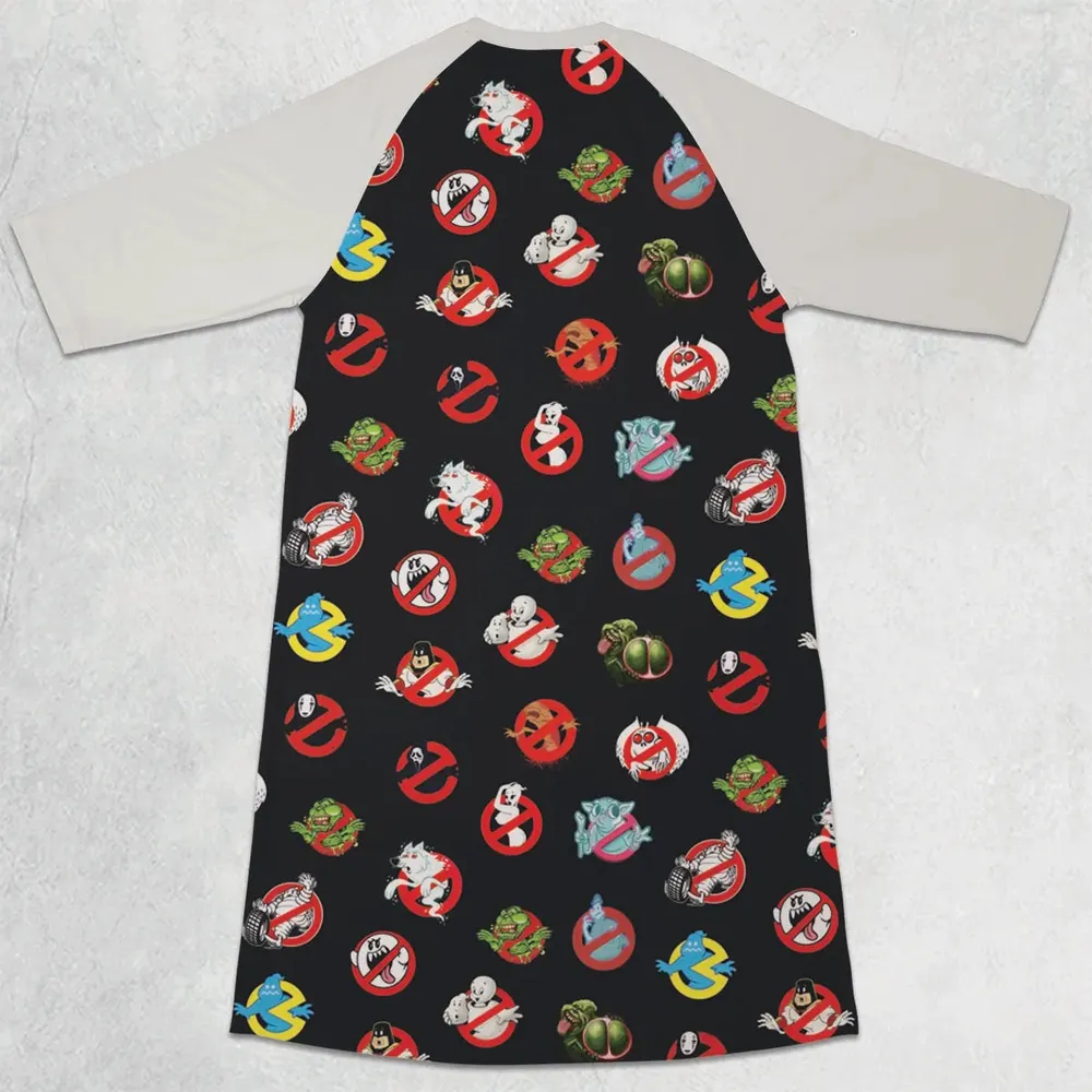 No Ghost Exists Ghostbusters 3/4 Sleeve Raglan Dress - 2