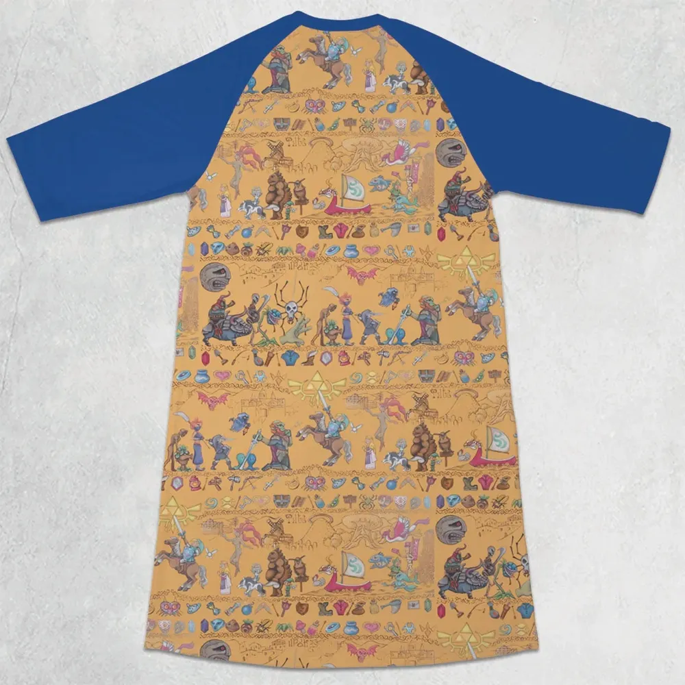 Link's Journey Tapestry The Legend Of Zelda 3/4 Sleeve Raglan Dress - 2