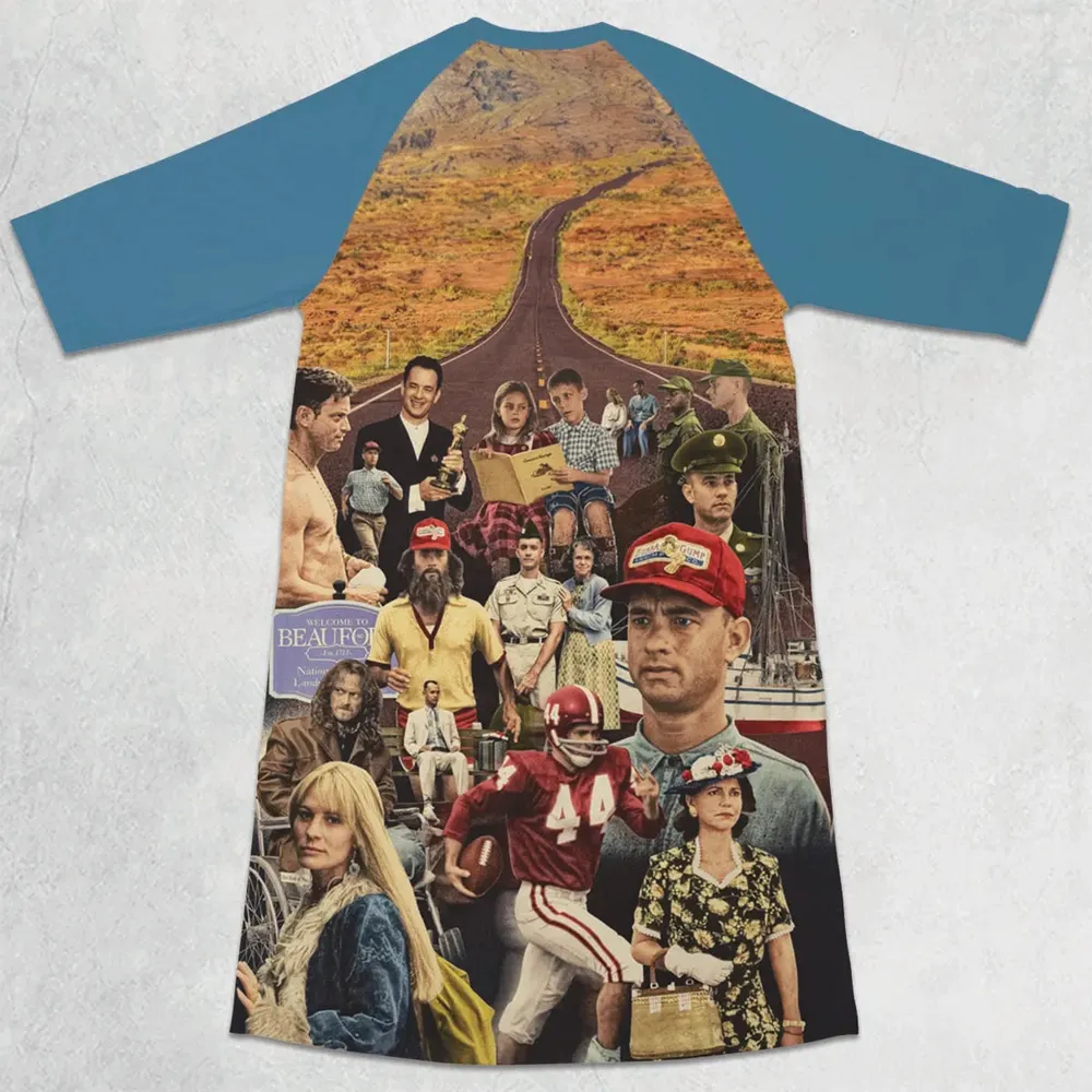 Forrest Gump's Journey Collage 3/4 Sleeve Raglan Dress - 2