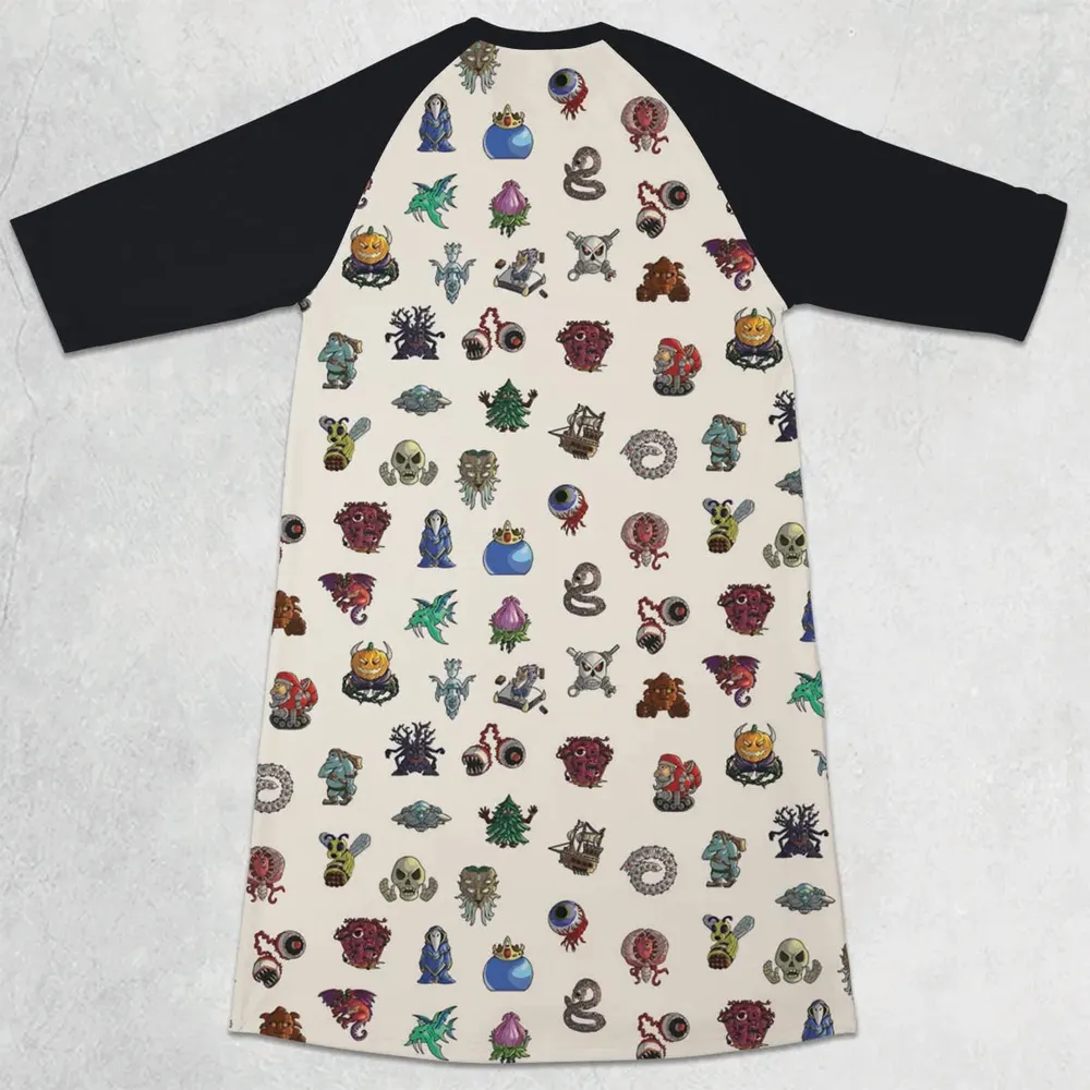 Terrarias All Bosses Terraria 3/4 Sleeve Raglan Dress - 2