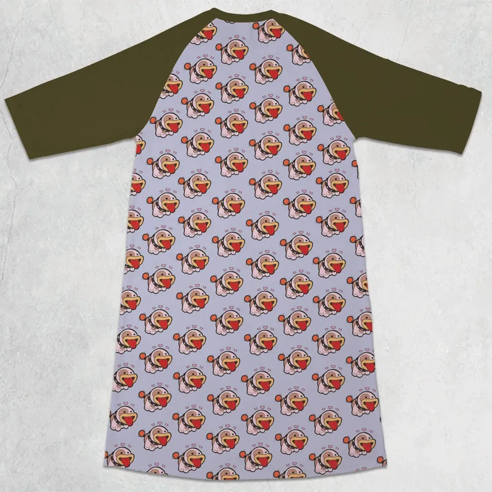 Poochy From Super Mario 3/4 Sleeve Raglan Dress - 2